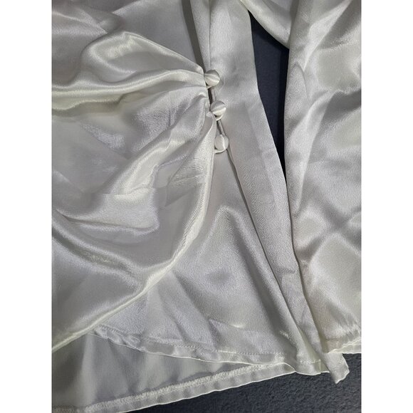 ANNE KLEIN VTG Womens SZ 8 Wrap Satin Applique Blouse Top Feminine White - Picture 7 of 11